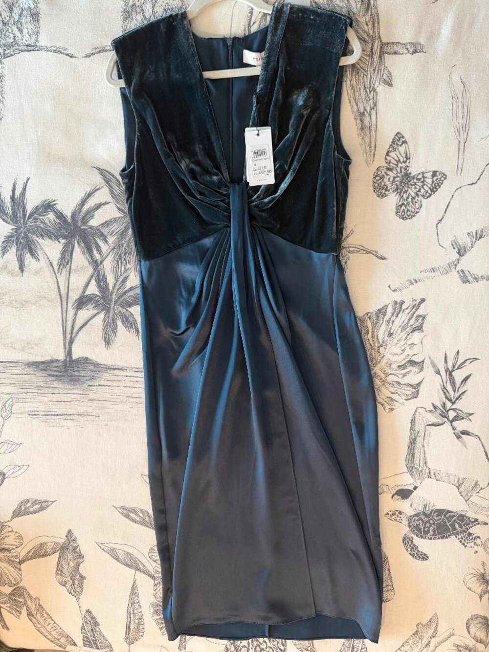 REISS Livvy Plunge Bodycon Dress NWT Teal Sz 8